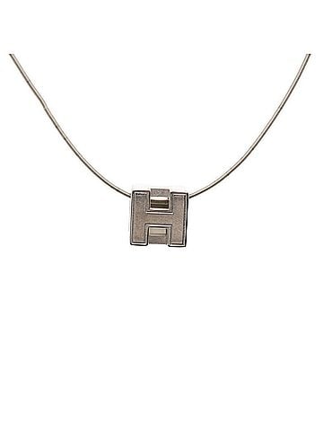 Hermès Hermes Cage d'H H-Cube Necklace, Silver and White Metal, Women's (view 2)