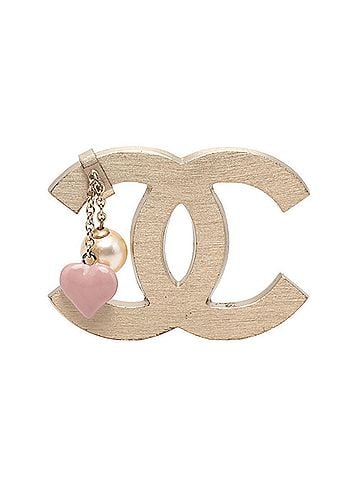 Chanel Chanel Coco Mark Heart Motif Brooch 05A Gold Plated Faux Pearl Women's CHANEL (view 1)