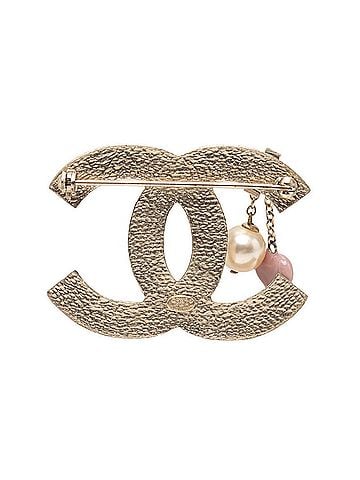 Chanel Chanel Coco Mark Heart Motif Brooch 05A Gold Plated Faux Pearl Women's CHANEL (view 2)