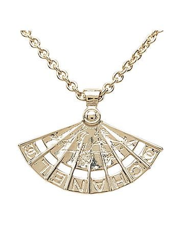Chanel Chanel Coco Mark Fan Motif Chain Necklace Pendant Top Silver Metal Faux Pearl Women's CHANEL (view 2)