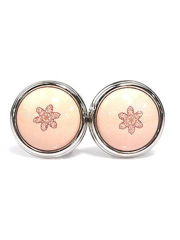 Hermès Hermes HERMES Earrings, Cloisonné Enamel, Metal, Silver, Pink Beige, Women's e62277a (view 1)
