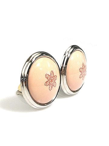 Hermès Hermes HERMES Earrings, Cloisonné Enamel, Metal, Silver, Pink Beige, Women's e62277a (view 2)