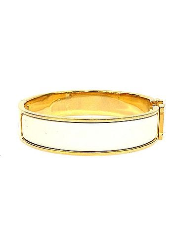 Hermès Hermes HERMES Bangle Bracelet Clic Clack H Metal Enamel Gold Off-White Women's e62275j (view 2)