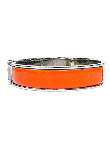 Hermès Hermes HERMES Bangle Bracelet Clic Clack H Metal Enamel Silver Orange Women's e62296i (view 2)