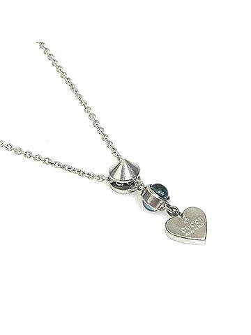 Gucci Gucci GUCCI Necklace Heart Sterling Silver 925 Stone Blue Women's e62280j (view 2)