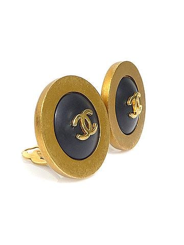 Chanel Chanel earrings, Coco Mark design, metal and plastic, gold black, for women, e62292i (view 2)