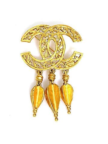 Chanel Chanel brooch, Coco Mark, metal, gold, women's, e62272a (view 1)