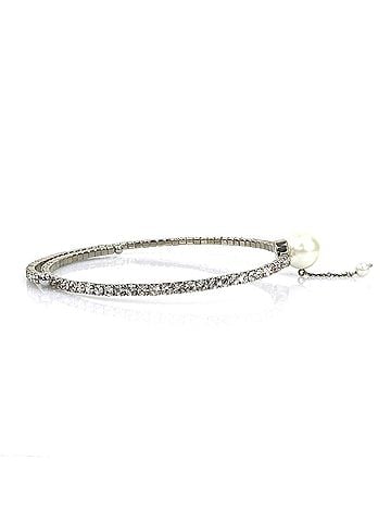 Miu Miu Miu Miu Miu Choker Necklace, Metal, Faux Pearl, Silver, White, Women's, e62279k (view 2)