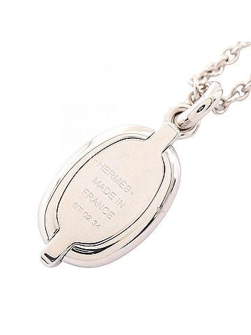 Hermès Hermes Chaine d'Ancre Mini Maillon PM Necklace, Metal Jewelry, Women's, Silver/Black (view 2)