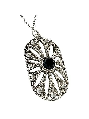 Tiffany & Co. Tiffany &amp; Co. Women's Ziegfeld Necklace Pendant, Onyx, Pearl, Silver, Great Gatsby, 61cm (view 1)