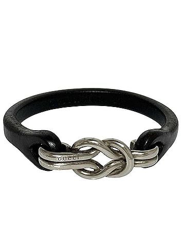 Gucci Gucci Men's Knot Bracelet, Dark Brown, Sterling Silver (925), Leather (view 1)