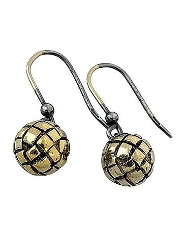 Bottega Veneta Bottega Veneta Women's Intrecciato Ball Earrings, Hook Type, Two-Tone Silver 925 (view 1)