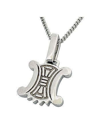 Céline Celine Macadam pendant necklace, 10K white gold, aftermarket metal chain, reversible, diamond, ruby. (view 1)