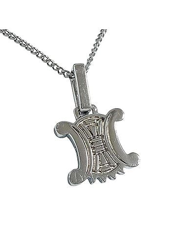 Céline Celine Macadam pendant necklace, 10K white gold, aftermarket metal chain, reversible, diamond, ruby. (view 2)