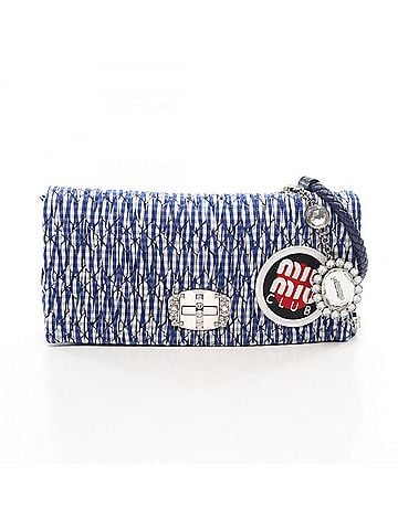 Miu Miu Miu Miu Miu Matelassé 2-Way Shoulder Bag/Handbag, Cotton Leather, Women's, Blue/White, 5BD233 (view 1)