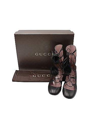 Gucci Gucci Heloise Lace-up Gladiator Boots In Black Leather (view 2)