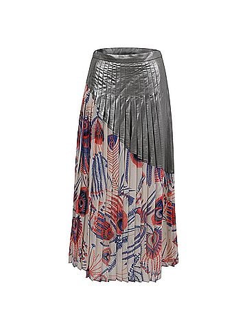 Dries Van Noten Dries Von Noten Printed Pleated Midi Skirt in Multicolor Polyester (view 1)