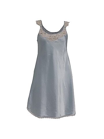 Oscar De La Renta Oscar De La Renta Lace-Trimmed Mini Dress in Light Blue Satin (view 1)