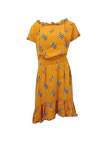 Baum Und Pferdgarten Baum Und Pferdgarten Flamenco Midi Dress in Yellow Viscose (view 1)