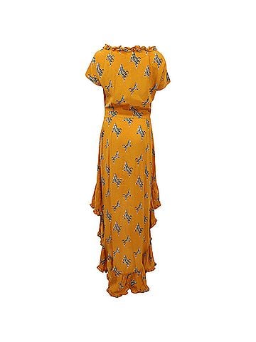 Baum Und Pferdgarten Baum Und Pferdgarten Flamenco Midi Dress in Yellow Viscose (view 2)