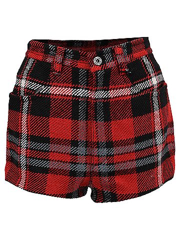 Miu Miu Miu Miu Checked Tweed Shorts in Red Wool (view 1)