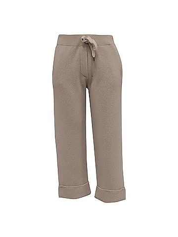 Brunello Cucinelli Brunello Cucinelli Drawstring Knitted Cropped Pants in Beige Cashmere (view 1)