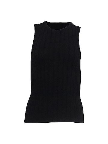 Khaite Khaite Ribbed-Knit Tank Top in Black Cotton (view 1)