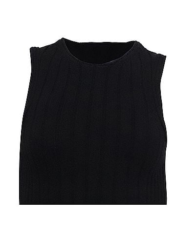 Khaite Khaite Ribbed-Knit Tank Top in Black Cotton (view 2)