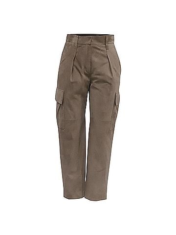 Brunello Cucinelli Brunello Cucinelli High-Rise Cargo Pants in Brown Suede (view 1)