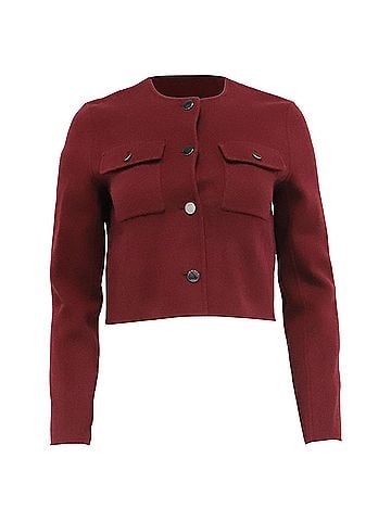 Theory Theory Pocket Cropped Cardigan in Burgundy Wool (view 1)