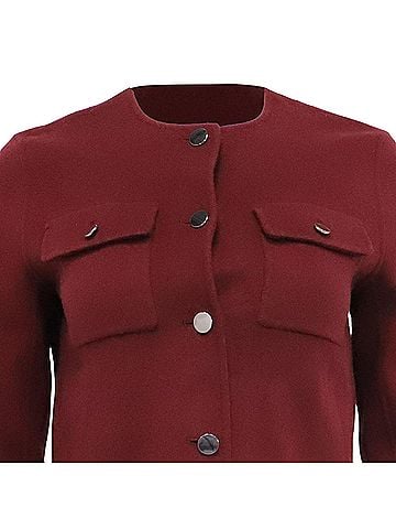 Theory Theory Pocket Cropped Cardigan in Burgundy Wool (view 2)