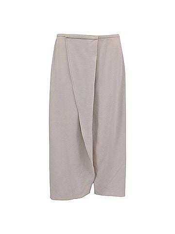 Brunello Cucinelli Brunello Cucinelli Wrap-Accent Midi Dress in Beige Wool (view 1)