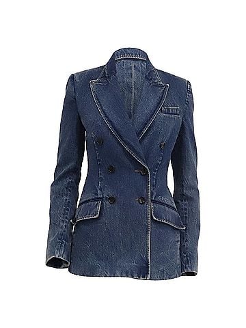 Gucci Gucci Double-Breasted Denim Blazer in Blue Cotton (view 1)