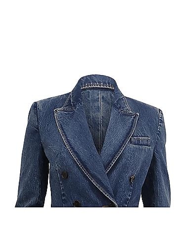 Gucci Gucci Double-Breasted Denim Blazer in Blue Cotton (view 2)