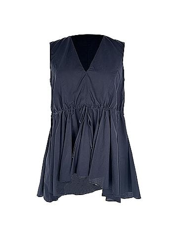 MARNI Marni Drawstring Peplum Top in Black Cotton (view 1)