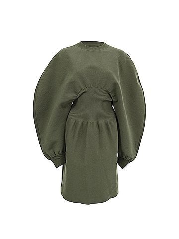 Bottega Veneta Bottega Veneta Mini Dress in Olive Green Wool (view 1)