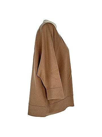 Brunello Cucinelli Brunello Cucinelli Luxury Knitted Top in Tan Cashmere (view 2)