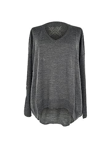 Zadig & Voltaire Zadig and Voltaire V-Neck Sweater in Grey Wool (view 1)