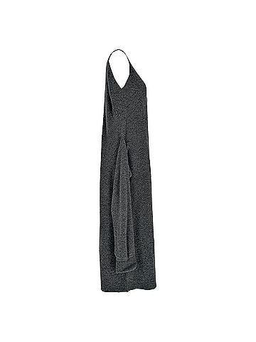 Joseph Joseph Tie-Waist Sleeveless Midi Dress in Grey Wool (view 2)