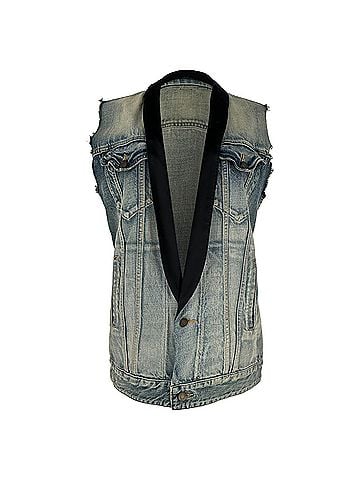 Saint Laurent Saint Laurent Smoking Collar Denim Vest in Blue Cotton (view 1)