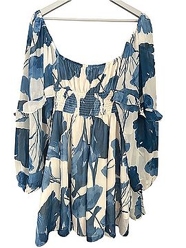 Hutch Watercolor Floral Balloon Sleeve Flounced Romper Jumpsuit (view 1)