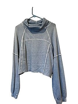 Aerie Light Blue Cropped Cowl Neck Sweater Long Sleeve Top (view 1)