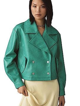 Avec Les Filles Cropped Faux Leather Peacoat Jacket Jacket (view 1)