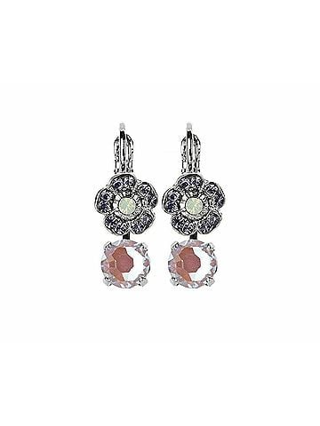 Mariana Women's Flower Drop Crystal Earrings Moon Drops in Purple Multi (view 2)
