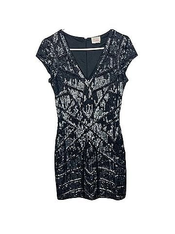 Parker Black Sequin V-Neck Mini Dress Cocktail Dress (view 2)
