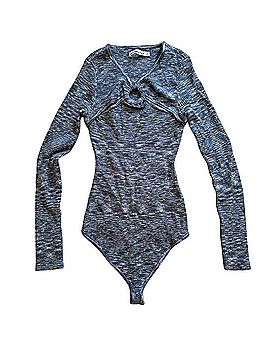 Abercrombie & Fitch Space Dye Blue Knit Ribbed O Ring Cutout Bodysuit Bodysuit (view 1)