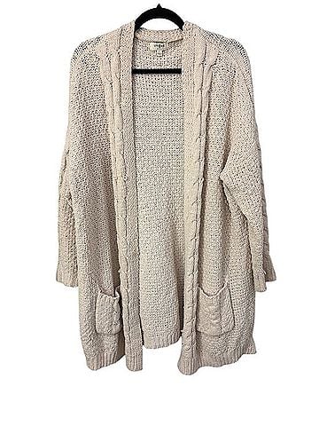 Umgee Cream Open Front Cable-Trim Pocket Cardigan Cardigan (view 1)