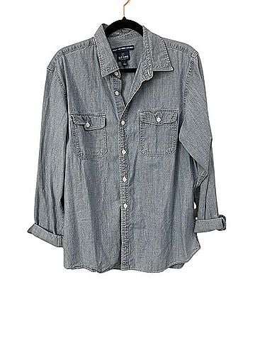 Old Navy Light Wash Denim Button-Up Shirt Long Sleeve Button-Down Shirt (view 1)