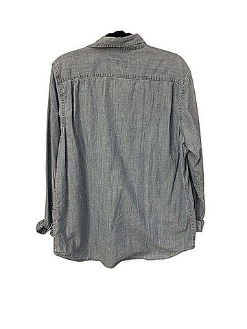 Old Navy Light Wash Denim Button-Up Shirt Long Sleeve Button-Down Shirt (view 2)