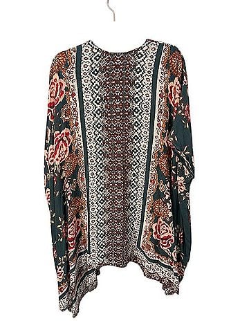 Angie Floral Open-Front Kimono Cardigan Jacket (view 2)